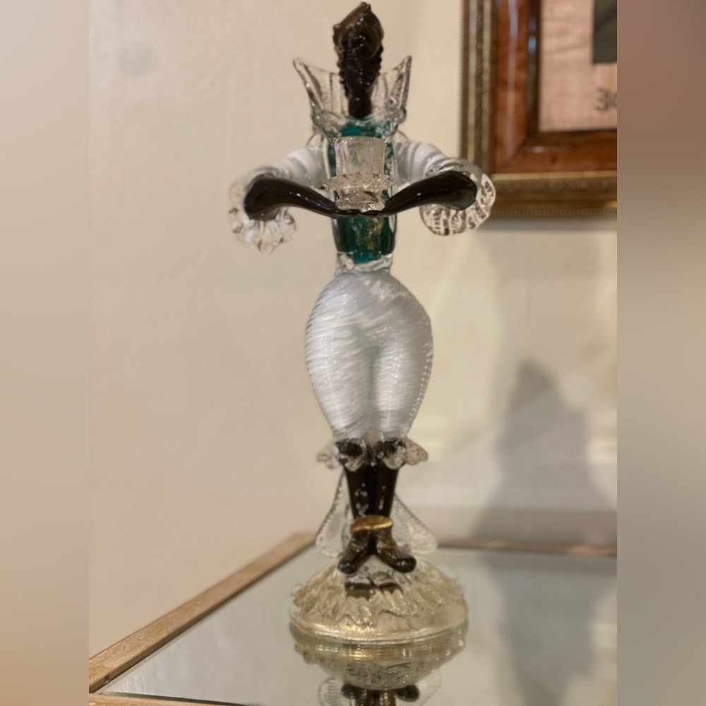 Antique Murano Art Glass Blackamoor Figural Candelabra made in Italy